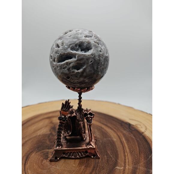 Druzy Ocean Jasper Sphere 62mm With Stand - Picture 2 of 10